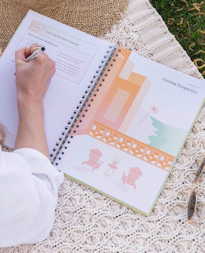 Someone-writing-in-the-Self-Talk-Journal-by-Switch-Research-and-Barb-Egan-Alive-Counselling